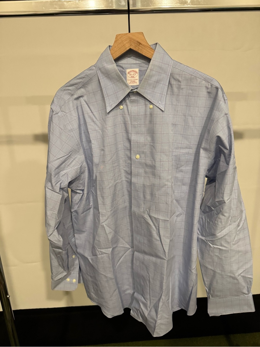 Brooks Brothers Light Blue Windowpane Dress Shirt